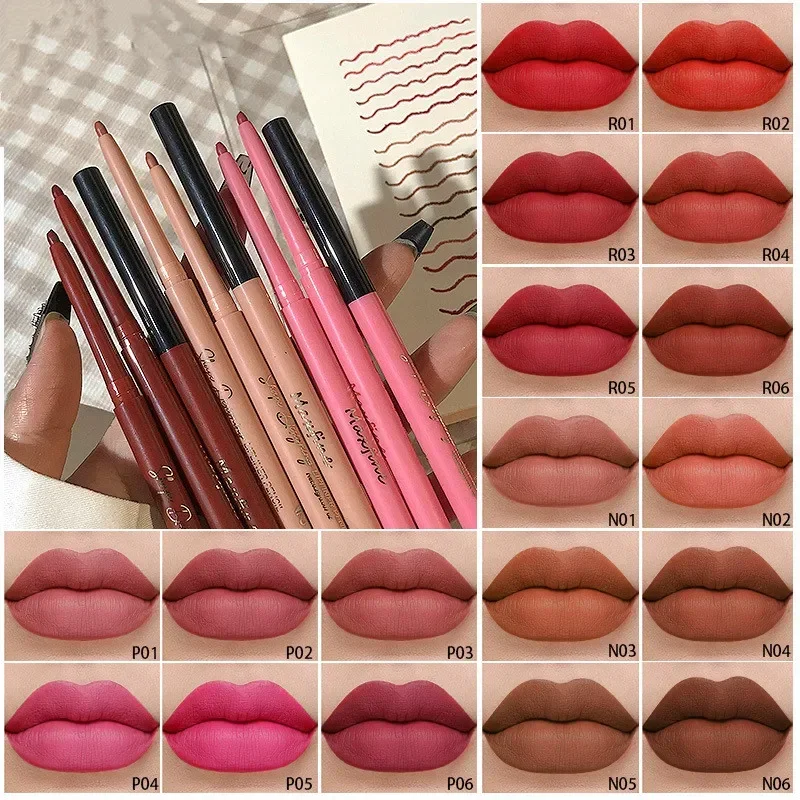 18 Colors Lip Liner Velvet Matte Lipstick Pen Eye Makeup Eye Shadow Pen Lasting Waterproof Light Easy To Makeup Eyebrow Pencil