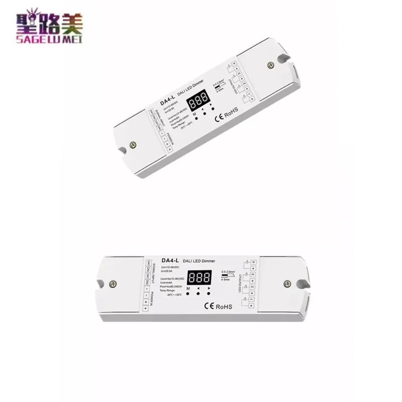 DA4-L DALI Led Dimmer 4CH*5A PWM Dimming Constant Voltage 1-4 Channel Dali address DC12V-48V 36V For Single Color LED Strip Lamp