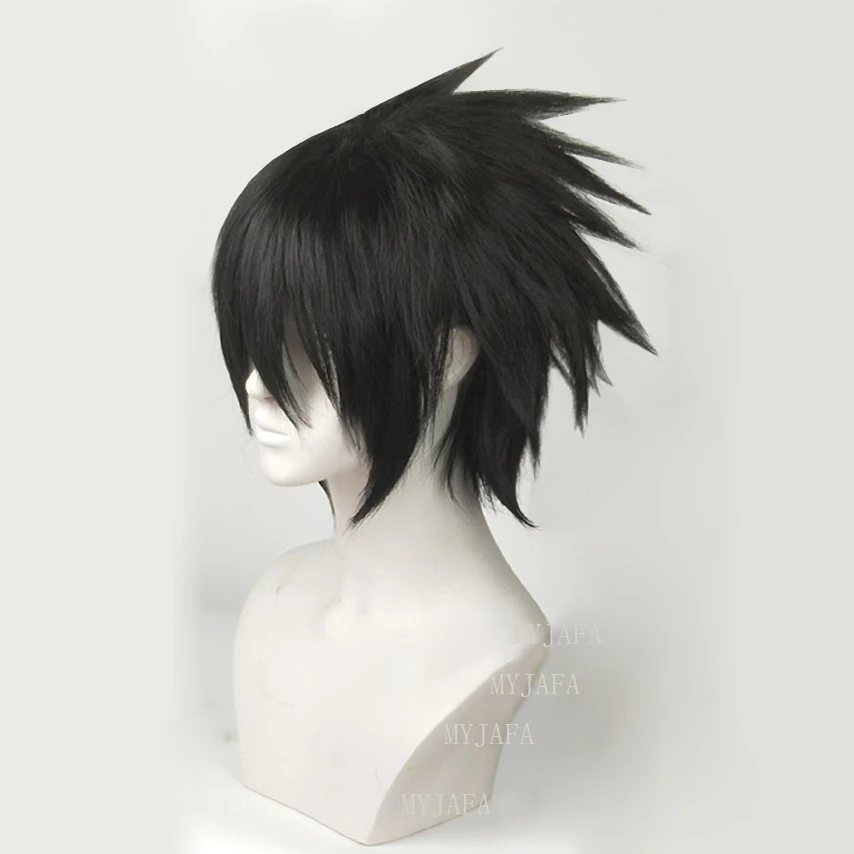 High Quality Sasuke Uchiha Cosplay Wig Short Black Heat Resistant Synthetic Hair Party Anime Cosplay Wigs + Wig Cap