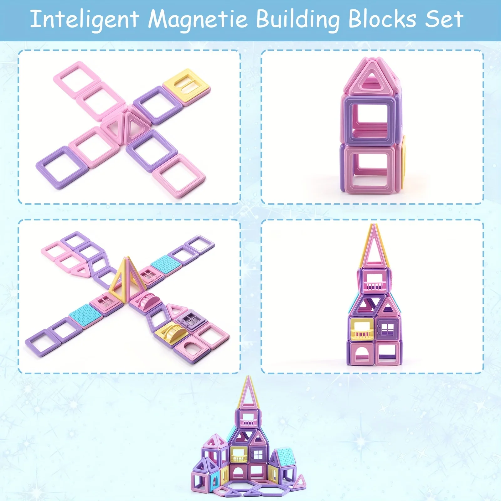 Mini 148Pcs Magnetic Building tiles 3D Magnetic Stacking Blocks STEM Magnetic Toys Learning Construction Toys for Kids