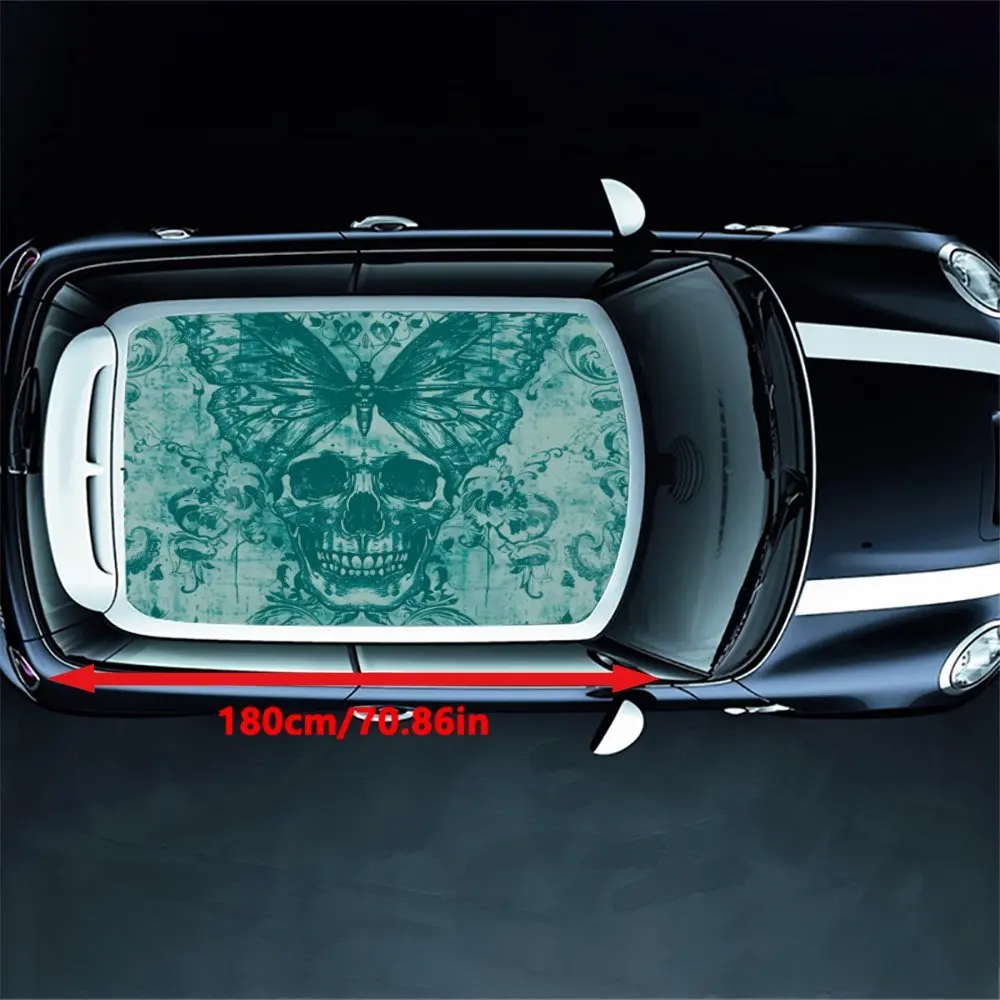 Butterfly dance skeleton: life and death mirror pattern car vinyl wraps, vinyl car roof graphics, bringing stunning visual effec