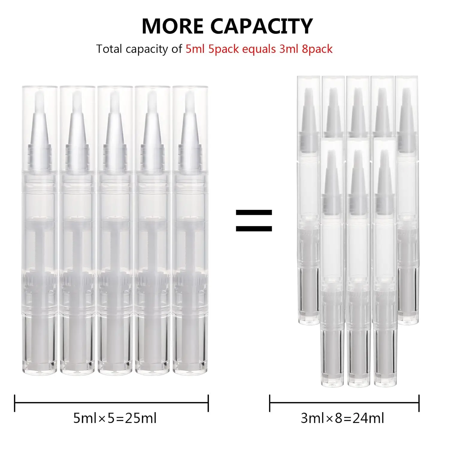 Paquete de 5 bolígrafos giratorios transparentes de 5ml para aplicador de aceite de cutícula, bolígrafo de aceite de uñas vacío con punta de cepillo, tubo líquido para crecimiento de pestañas