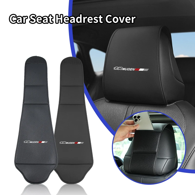 Funda protectora para reposacabezas de coche, bolsa de almacenamiento, funda de almohada de cuero para Honda Mugen Civic Accord Jazz Fit CRV BRV HRV Insight P, 1/2 Uds.