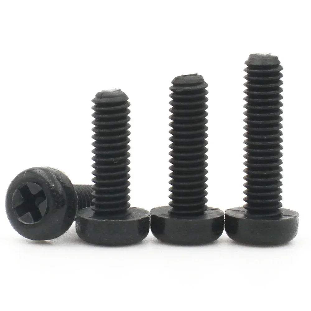 20/50/100pcs M2 M2.5 M3 M4 M5 M6 M8 Metric Thread Black or White Nylon Plastic Cross Phillips Pan Round Head Screw Bolt