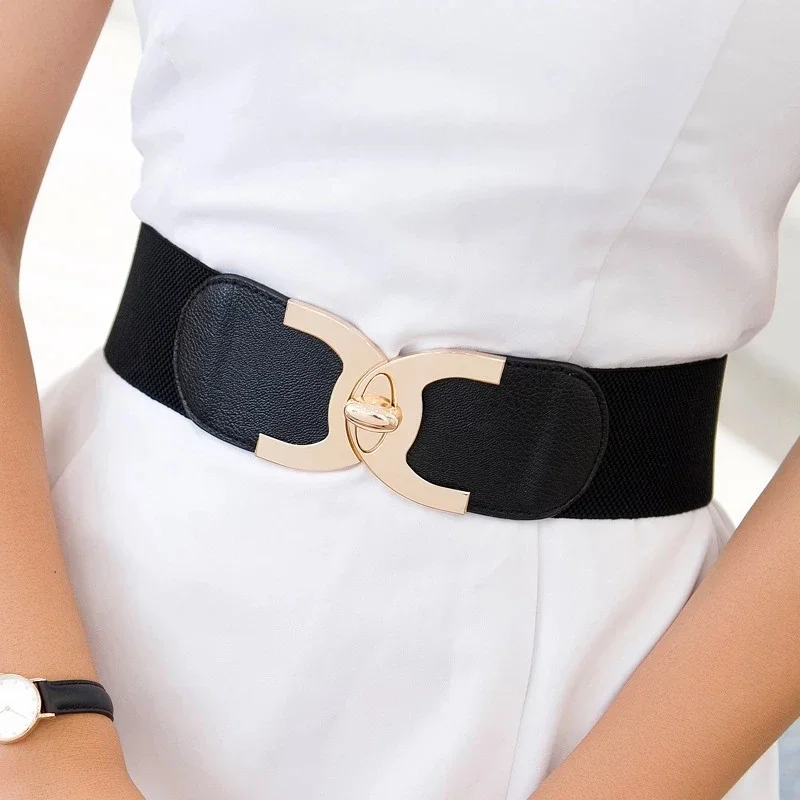 Cinturón elástico ancho para mujer, faja de cintura elástica Vintage, a la moda, novedad de 2024