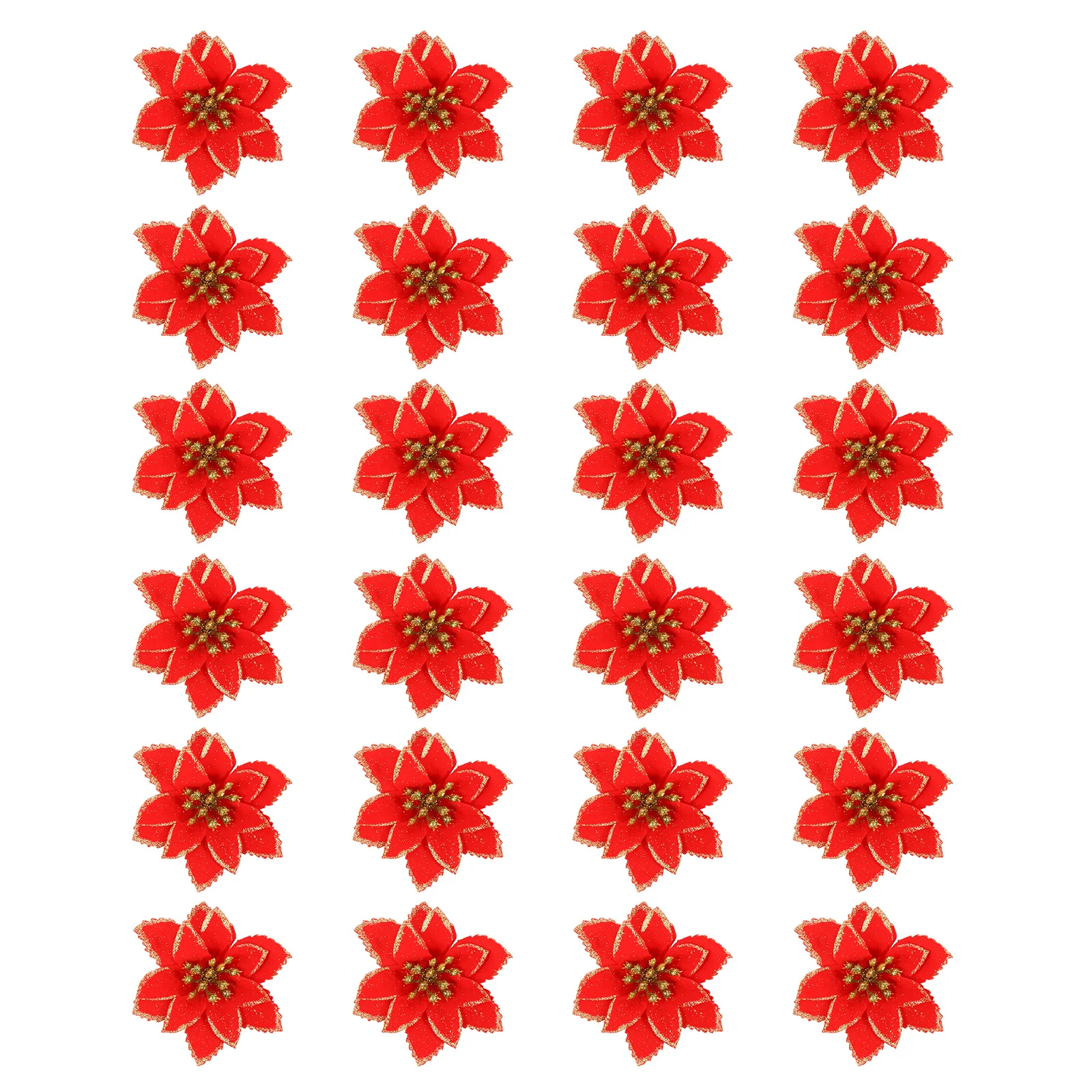 

24Pcs Christmas Tree Flower Prop Glittery Fake Flowers Reusable Decorative Accessories Christmas Tree Decor Artificial Flower