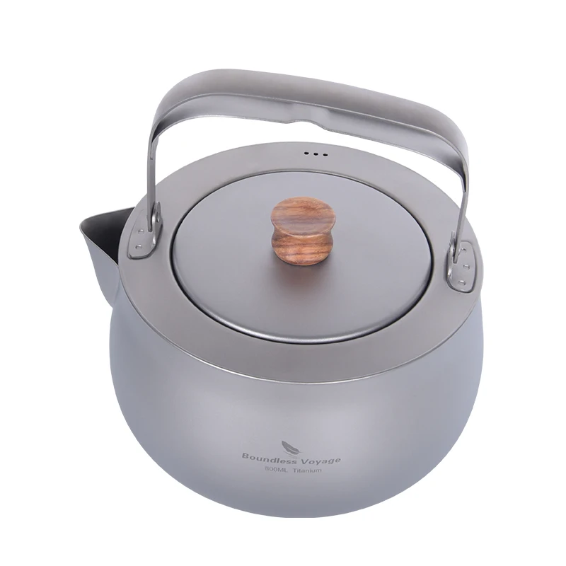 

Boundless Voyage 800ml Titanium Water Kettle with Folding Handle Tea Filter for Outdoor Camping Coffee Jug Teapot