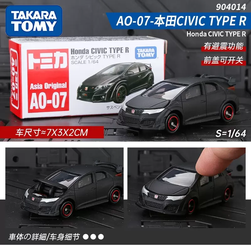 Original Takara Tomy Tomica Car Honda Civic Type R Scale 1/64 Diecast Toys for Boys Metal Voiture Model Juguetes Birthday Gift