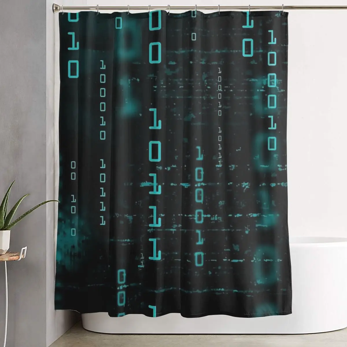 

Занавеска для ванной комнаты с принтом «Кодированный текст» (Хакерский код, Бинарный код), водонепроницаемая, из полиэстера, с крючками