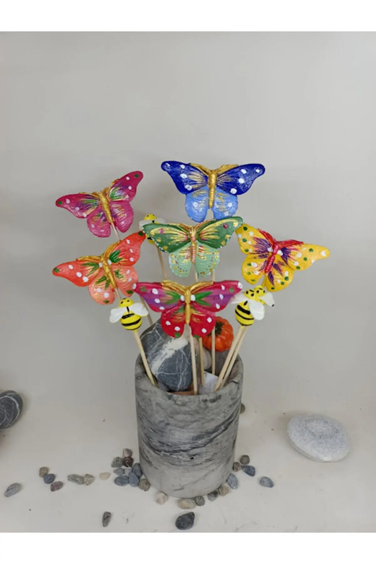 Fun Colorful Butterfly Shaped Pot Ornaments 10 Pieces Garden Home Decoration Pinwheel Flower Pot Accessory Flower Pot Accessory Flower Care