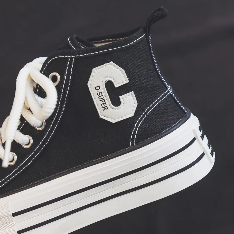 2026 Summer Women\'s Sneakers New Canvas Lace-Up Women\'s Sports Shoes Breathable Platform Sneakers Shoes White Casual Women Shoes