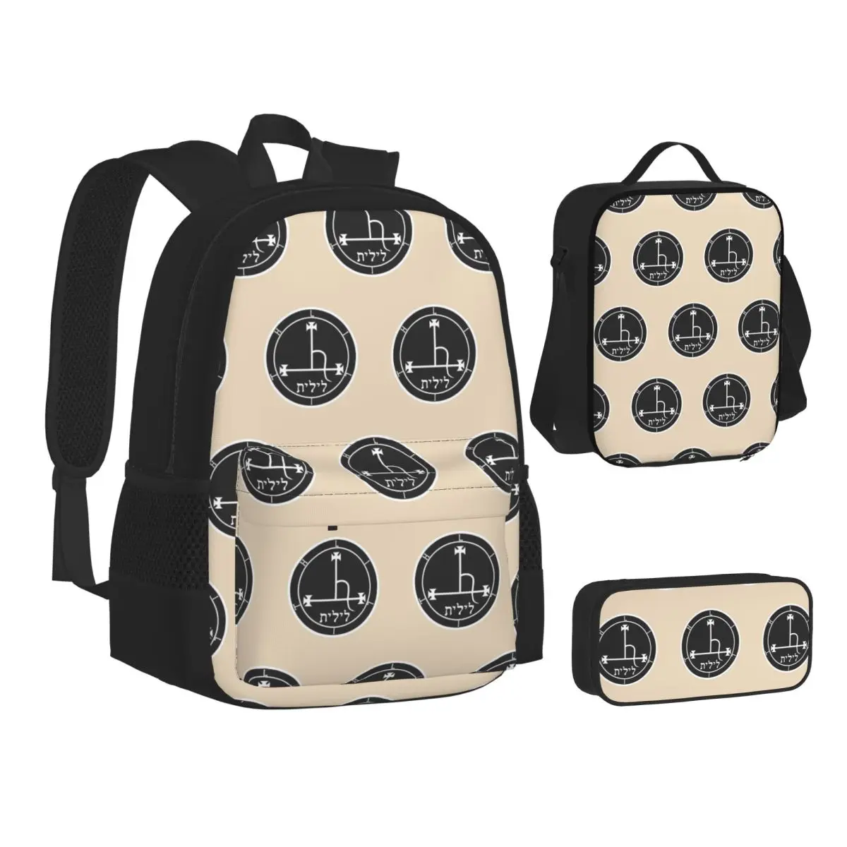 

Sigil Of Lilith Altar Cloth Backpacks Boys Girls Bookbag Students School Bags Kids Rucksack Lunch Bag Pen Bag Three-Piece Set