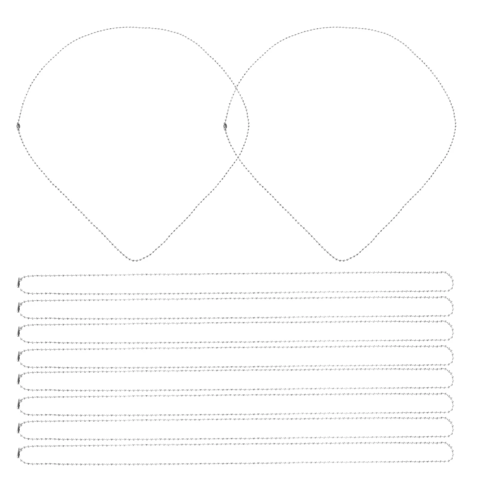 

10Pcs Pet Necklace Stainless Steel Beaded Chain Dog Tag Necklace for Small Medium Large Dogs 27.51inch 2.4mm DIY Jewelry Making