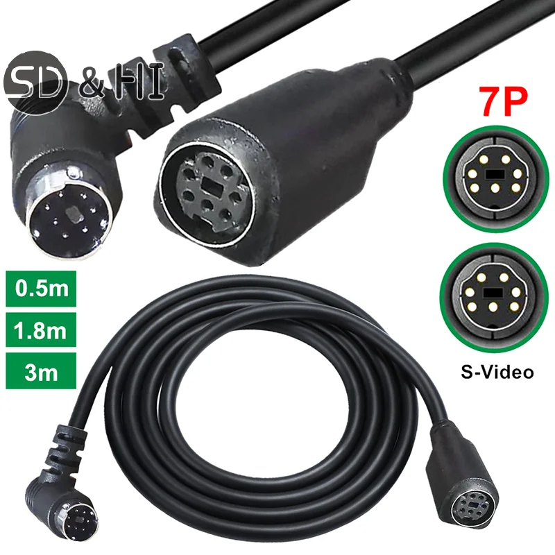 3m S-Video Mini DIN 7-Pin Splitter Cable For Computer TV Monitor Camera Projector Video Recorder DVR/PVR DVD