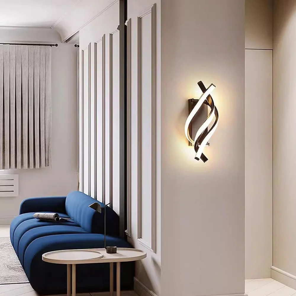 

Modern LED Wall Light Spiral Sconce Curved Design Lighting for Living Room Bedroom Wall Lamp for Bedside Study Aisle Home Decor