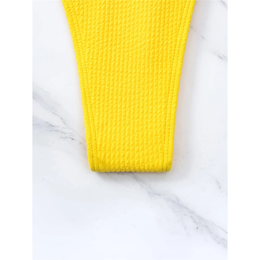 Neuer gerippter Neckholder-Bikini, Damen-Badeanzug, zweiteiliger Bikini-Set, hoch geschnittene Beine, gepolsterter Badeanzug, Badebekleidung, Schwimmanzug V8289 – Detail 10