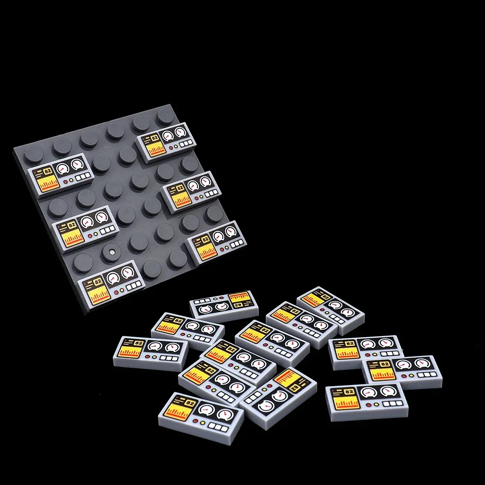 MOC 10PCS Part Bricks Printed 3069 Machine Pattern Building Blocks Car Instrument Button Particle DIY Toy Children Birthday Gift