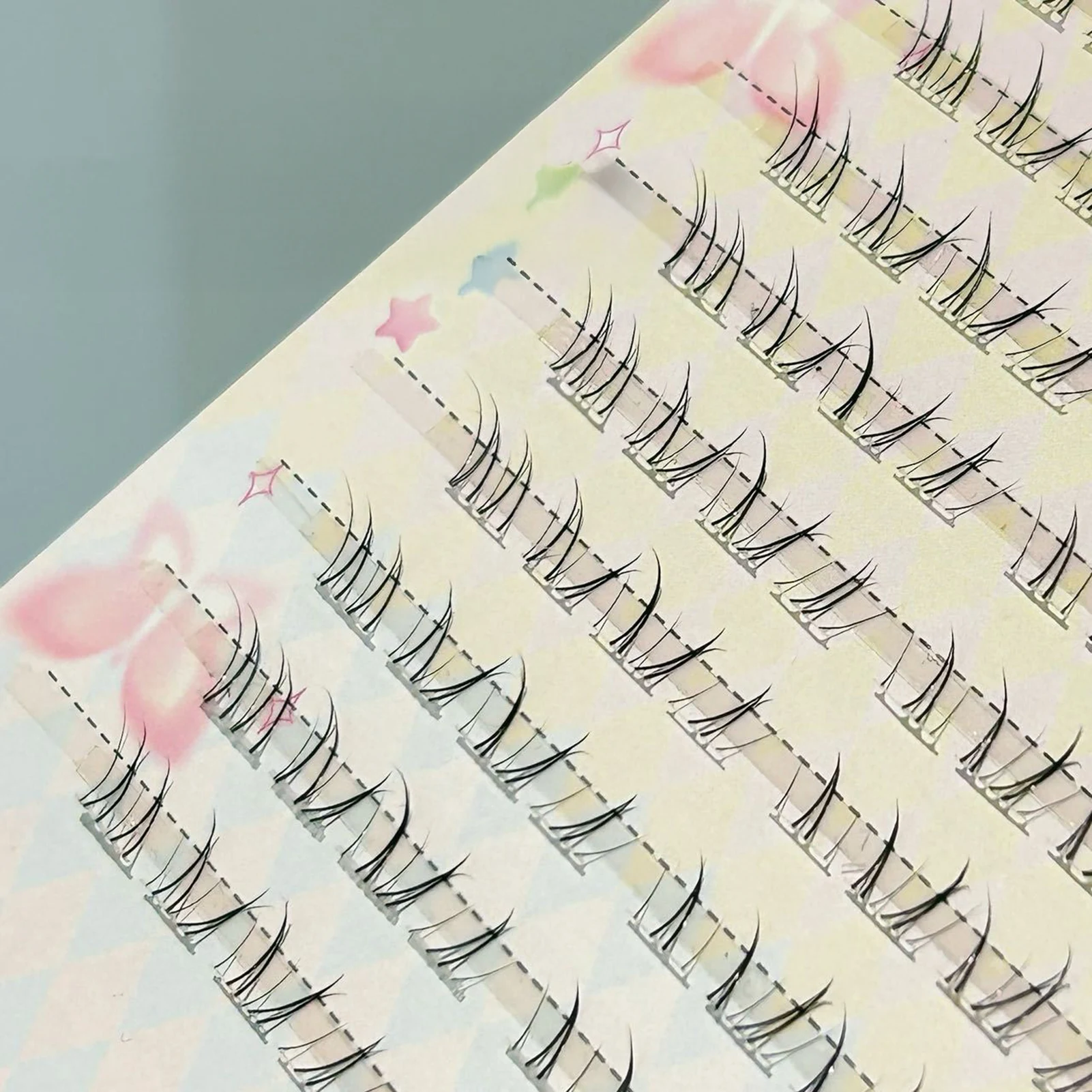 5-7mm Fai da te Estensione ciglia inferiori Grappoli per ciglia corti individuali Stelo trasparente Segmentato Naturale sotto le ciglia