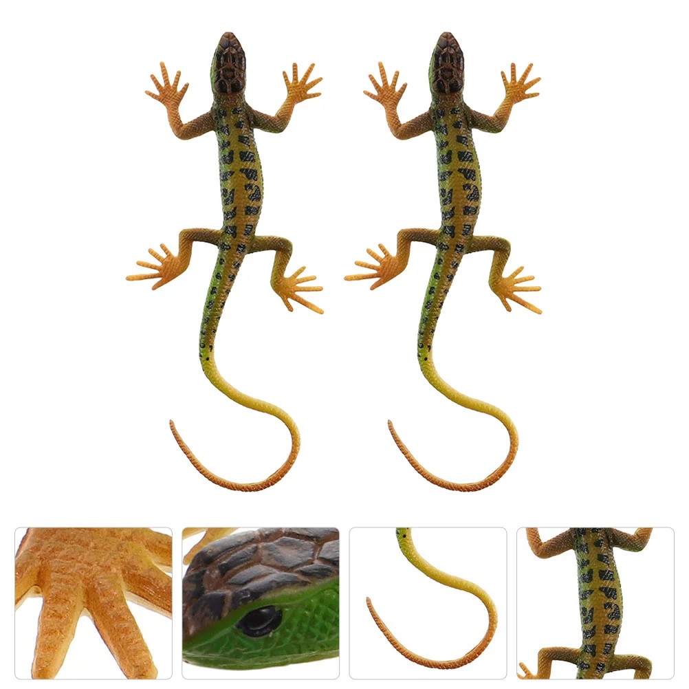 2 Pcs Kids Toys Snake Lizard Skink Animal Figure Model Crawl Early Education Green Educational Lizards Child