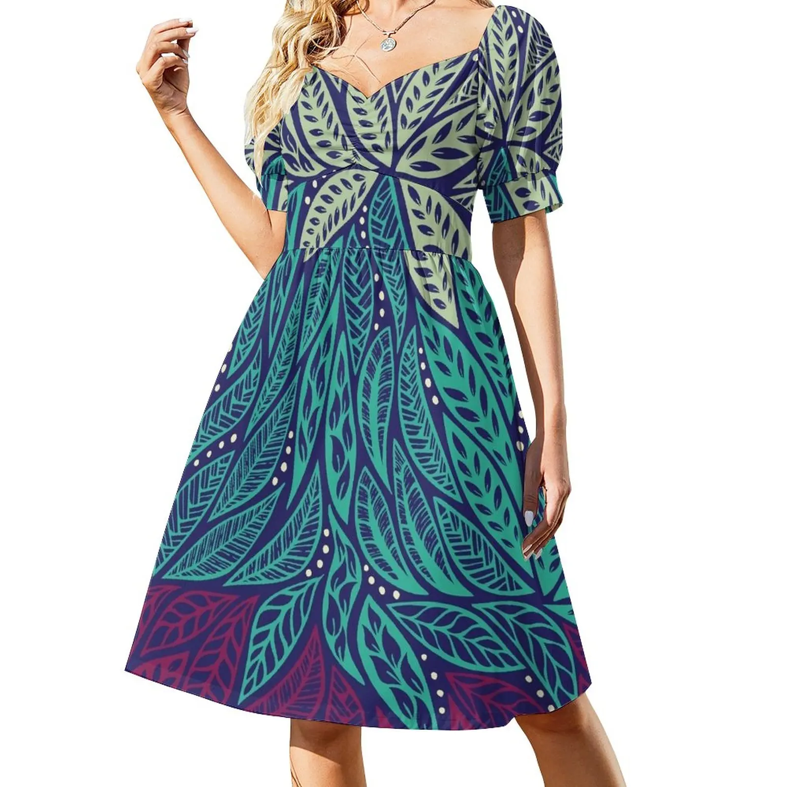 

Polynesian floral blue purple tattoo design Dress dresses summer women's fashion dresses