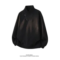 2026 Spring Autumn Men Hoodies Fashion Hip Hop Hooded Oversized Sweatshirt Solid Casual Streetwear Loose Hoody Sweatshirts M-5XL