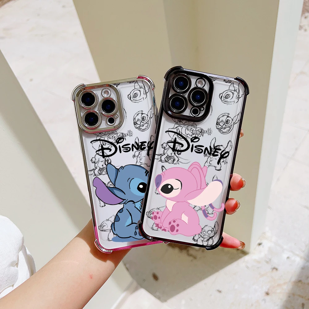 Cartoon S-StitchS A-AngelS Phone Case For Oppo Reno12 Reno11 Reno10 Reno8 Reno7 Reno6 5 Pro Plus 5G Shockproof Clear Armor Cover