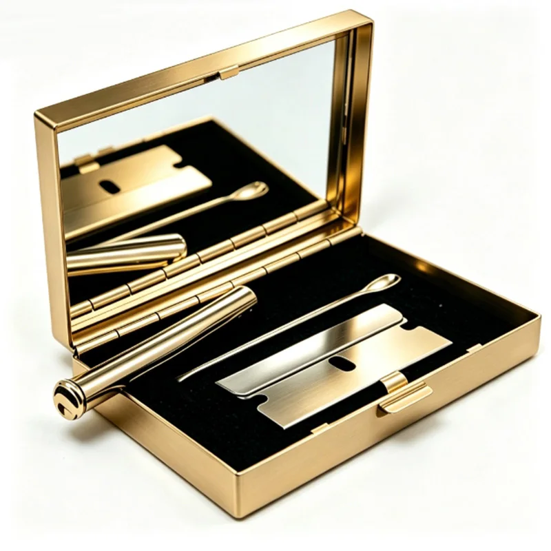 Cigarettes Gift Set Cigarette Holder Case 4pcs Smoking Accessories Metal Box Set Portable kit  1 Set Metal Box/Blade