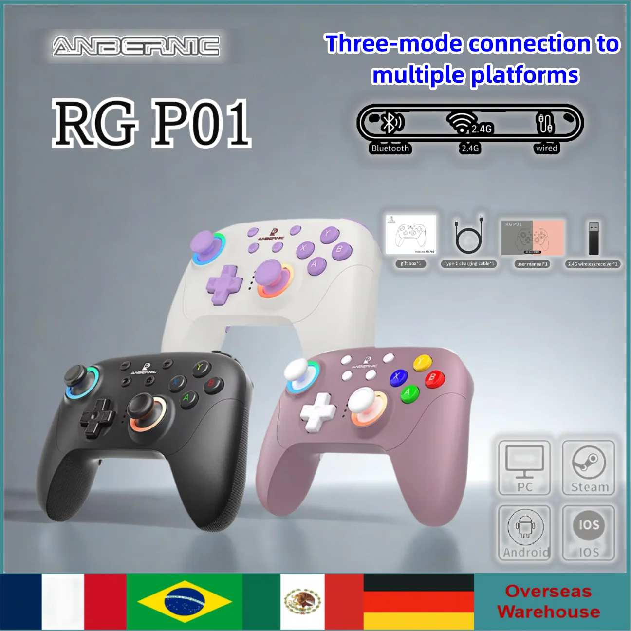 

ANBERNIC RG P01 Wired Gamepad Wireless Gamepad Bluetooth Joystick XBOX Game Controller For PC Android IOS Steam Accessories Gift