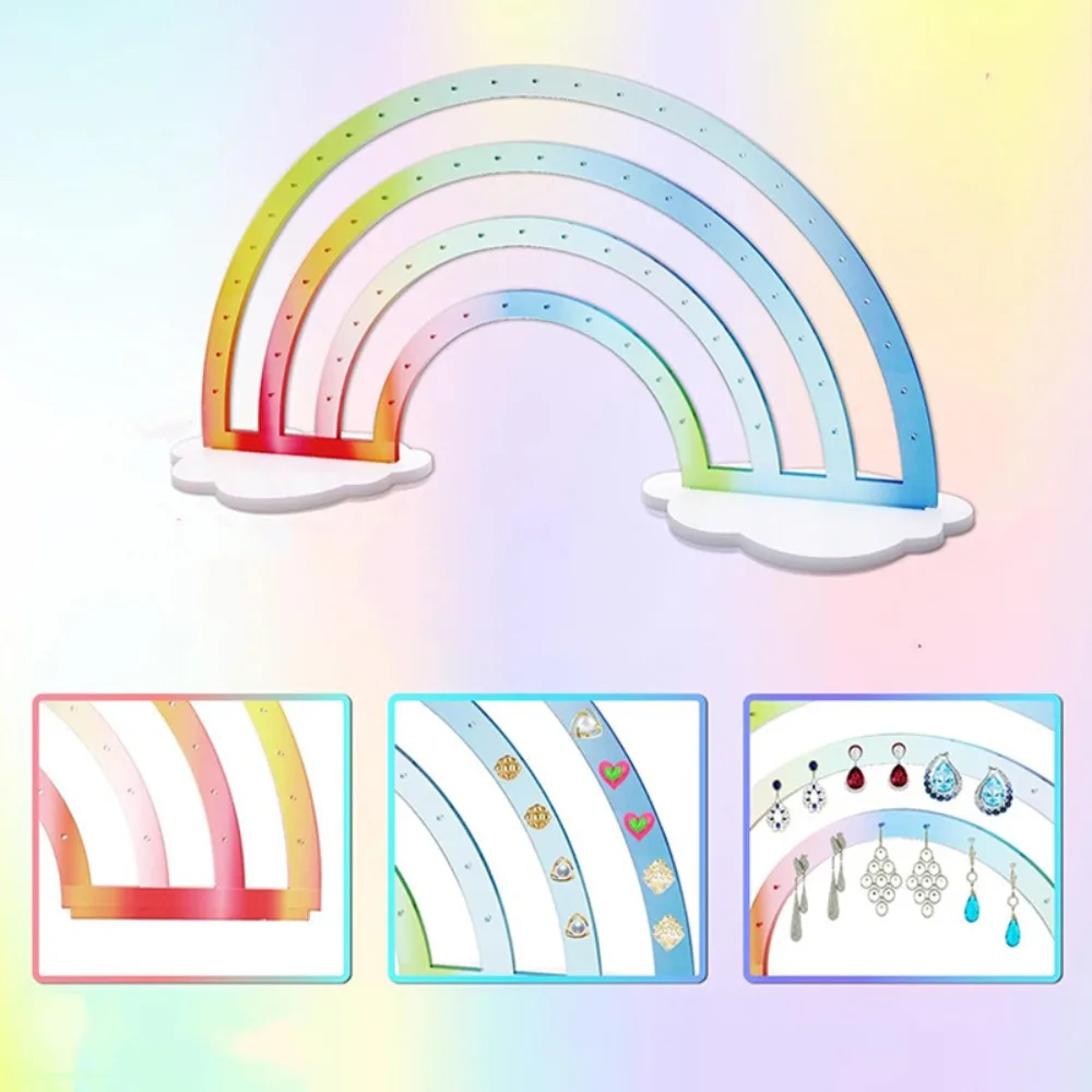 Jewelry Organizer Cloud Rainbow Earrings Stand Detachable DIY Ear Studs Display Holder Acrylic Desktop Display