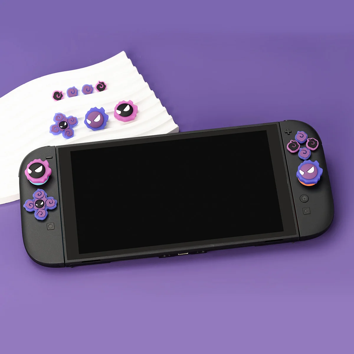 Purple Devil Silicone Soft D-pad Cross Button ABXY Key Sticker Skin Case For Switch 2/NS Oled Joy-con Thumb Stick Grip Cap Cover