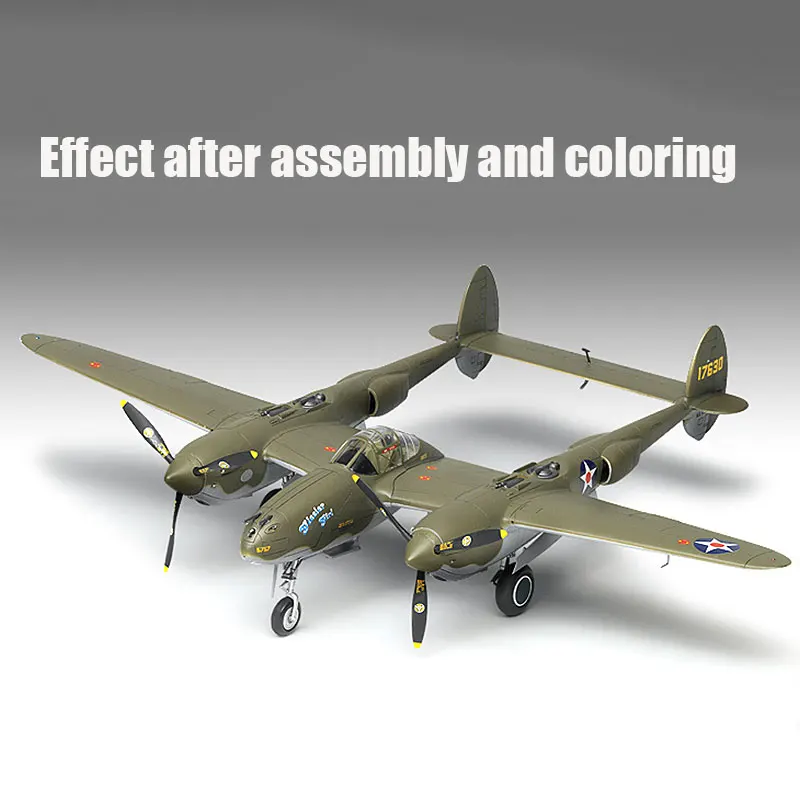 Academy assembled airplane model kit 12208 American P-38F Glacier Girl lightning fighter 1/48