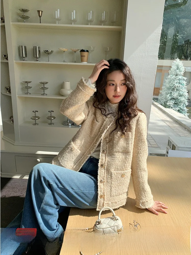 

Oaeal Color Sweet Tones ort Outerwear for Women Winter Large Size Princ Feeling Coat Casual Loose Fit Long Sve