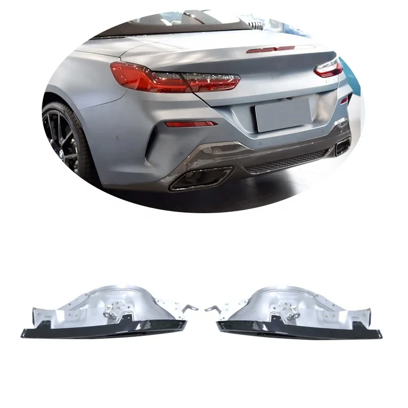 Black Glossy Steel Rectangular Exhaust Tail for   8 Series G14 G15 G16  M850i 840i M Sport 2door 4door 2020 2021