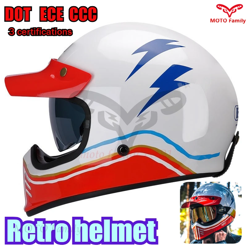 

Сертифицированный ECE винтажный мотоциклетный шлем для мужчин, шлем для электроскутера, внедорожный шлем, полноразмерный женский мотоциклетный шлем.