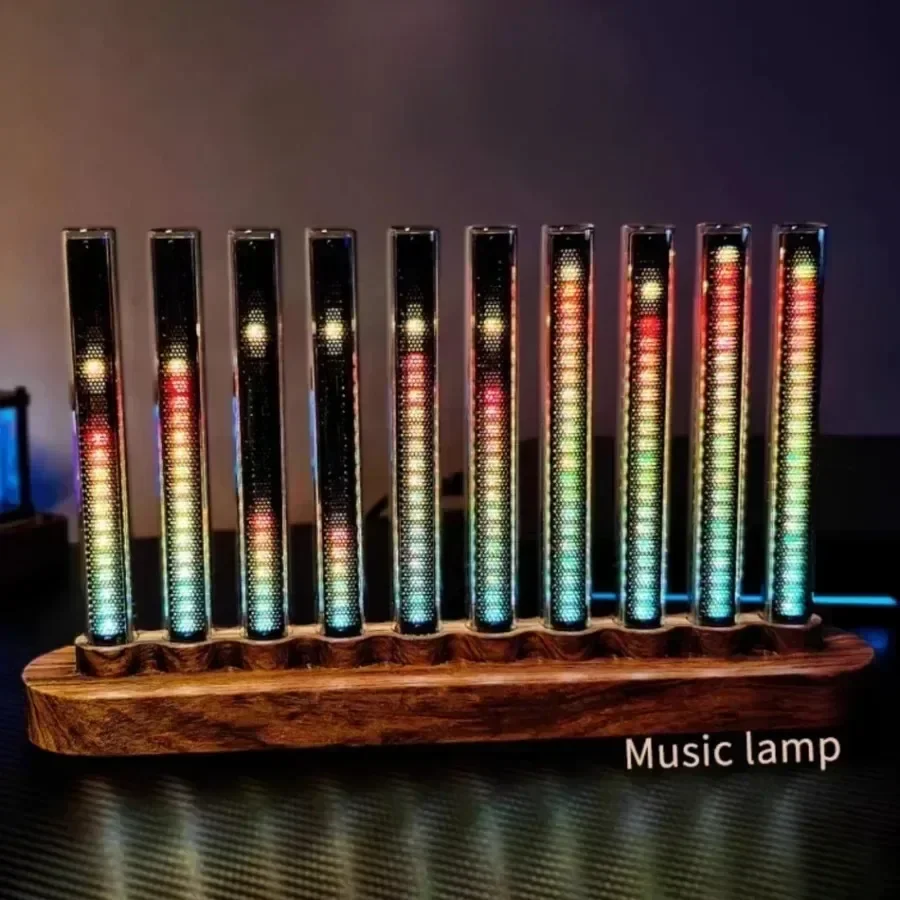 

LED Display Screen Sound Level Meter Music Indicator Light 10 Bit RGB Pickup Light Desktop Decoration Gift