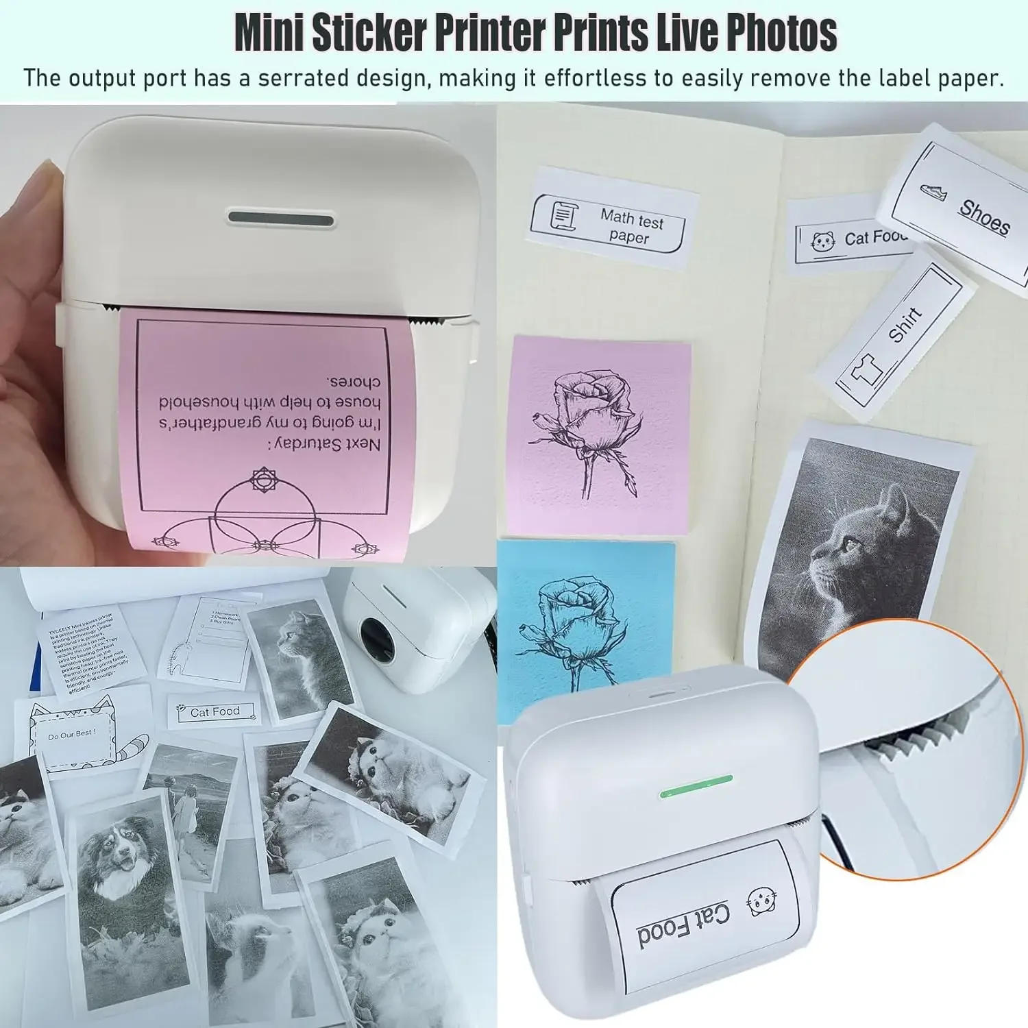 Imagem -02 - Mini Impressora Inkless Sticker hd Térmica Sticky Note Print Pod Sticker Maker Impressora de Bolso Bluetooth Portátil para Notas Diy