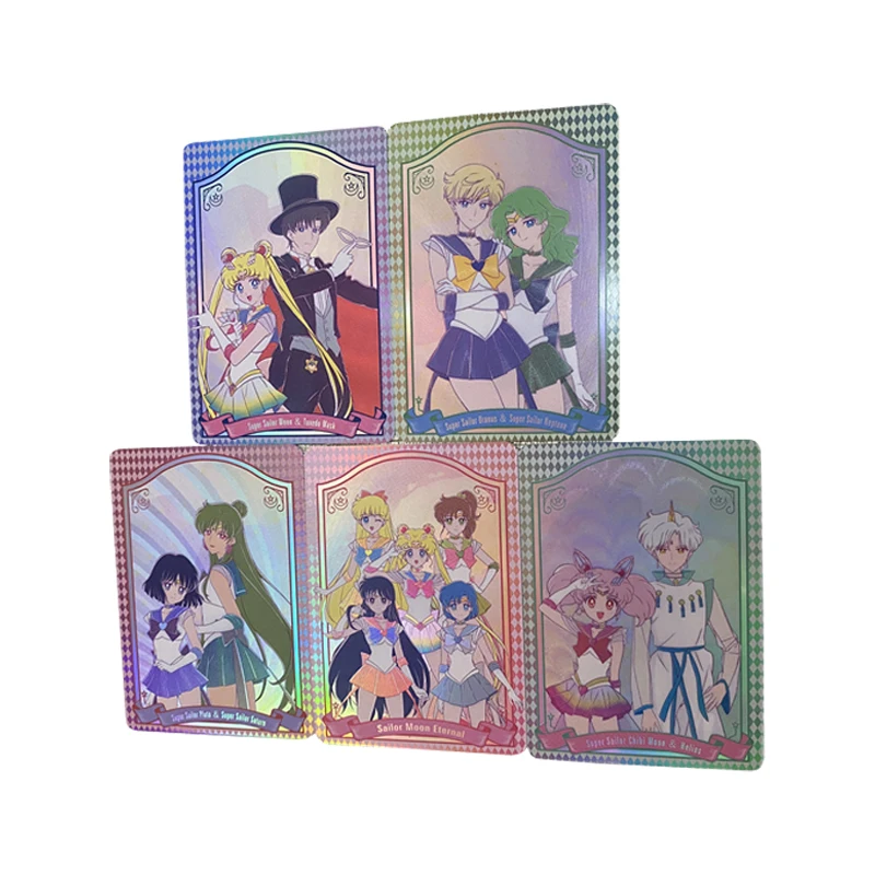 

5Pcs/set Anime Girls Refraction Flash Cards Tsukino Usagi Mizuno Ami Aino Minako Classic Gift Toys Anime Collection Cards