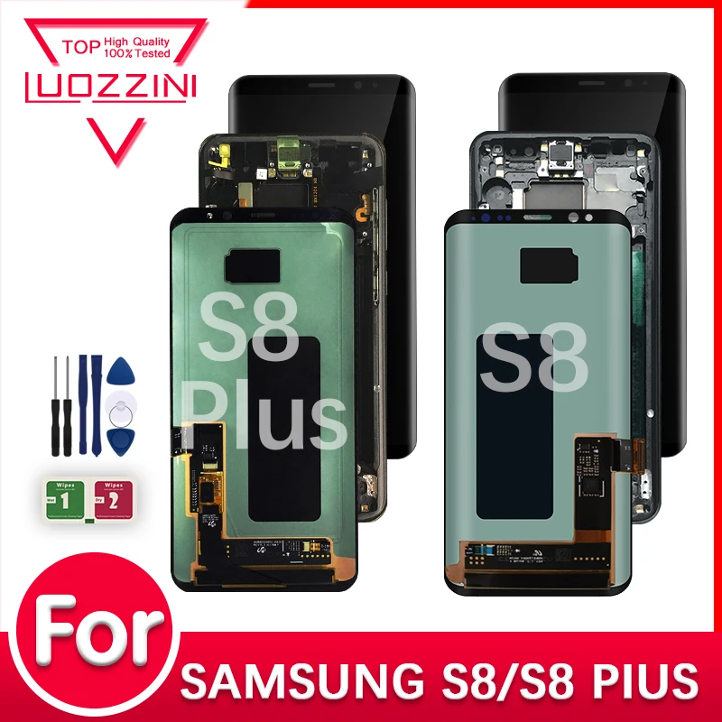 Display per SAMSUNG Galaxy S8 G950F G950FD G9500 G950U S8 Plus G955F G955U LCD Touch Screen Digitizer sostituzione No/con cornice