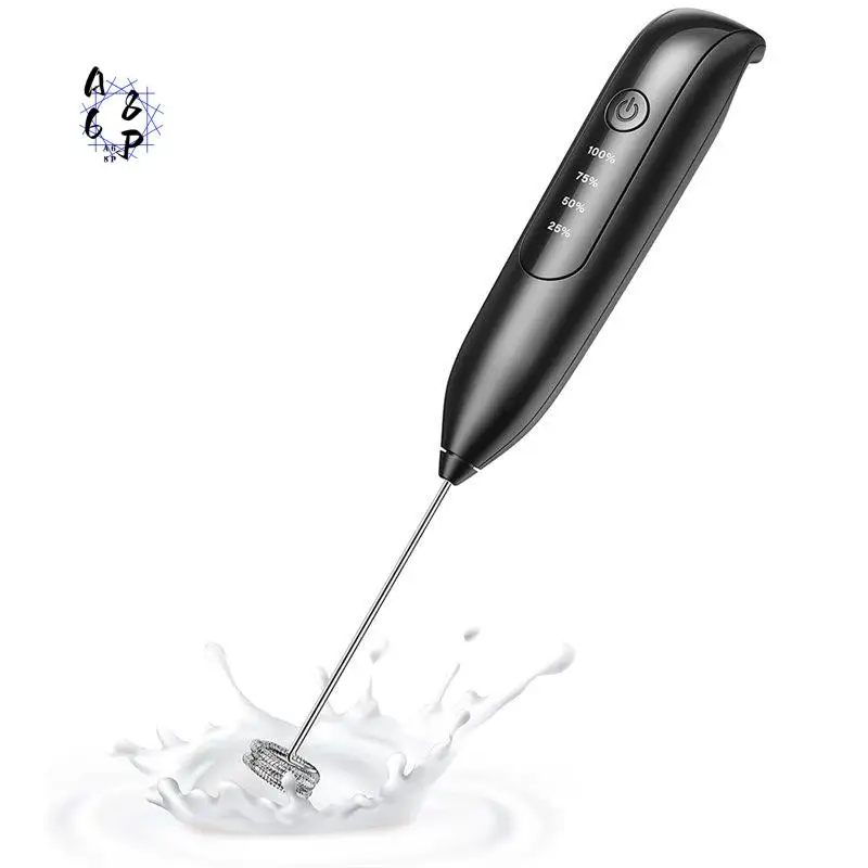 A68P-Electric Milk Frother Handheld: 3-Speed Rechargeable Drink Mixer With LED Display For Coffee, Lattes, Cappuccino