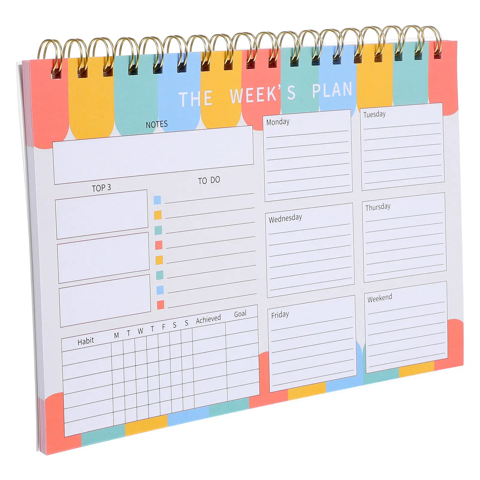 

Undated Weekly Planner Notebook Large Format Spiral Bound Robust Paper Cover Efficient Task Tracking Life Organization Weekly