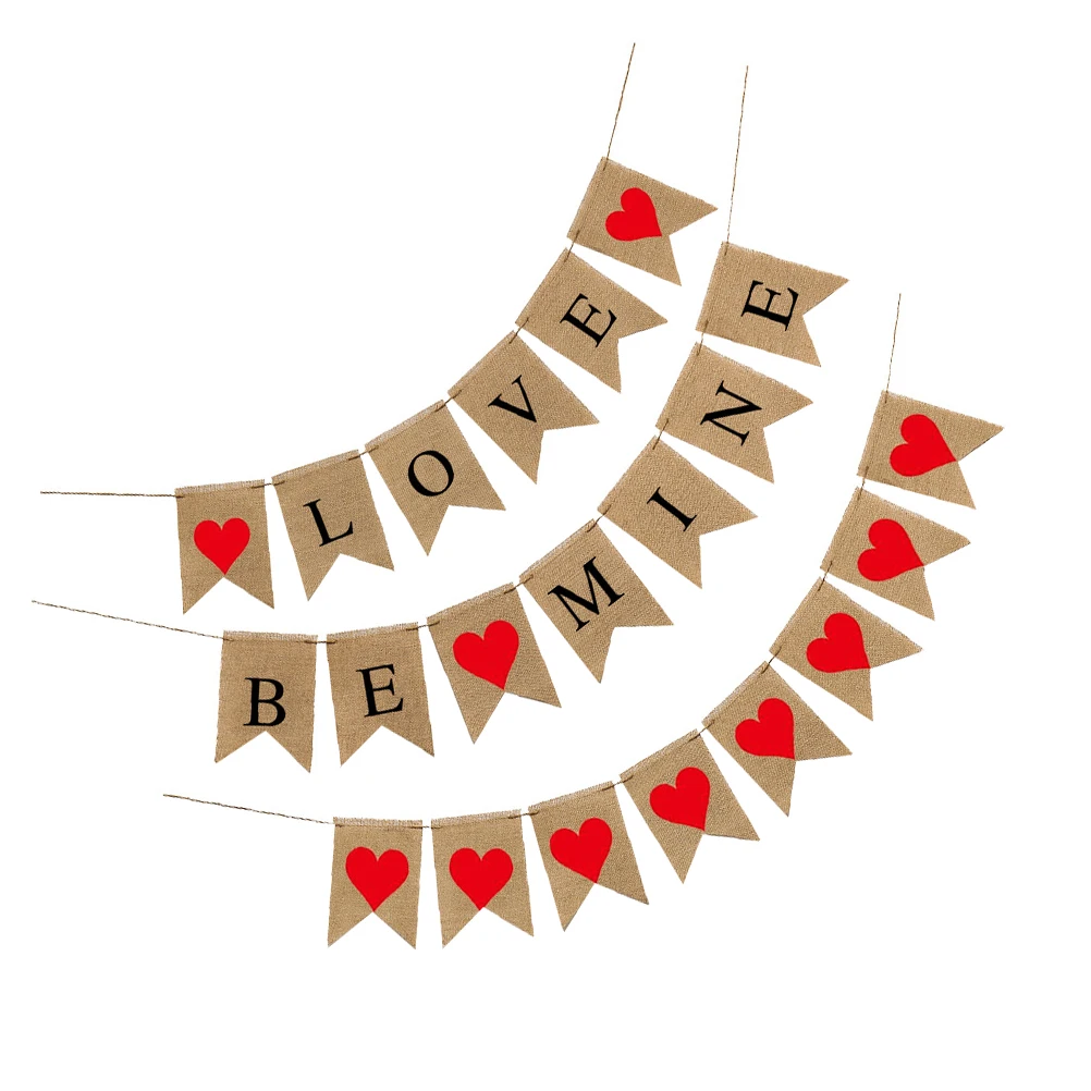 

3 Pcs Party Banner Valentine'S Day Decorations Wedding Decor Valentine Party Bunting Romantic Pennant Wall Door