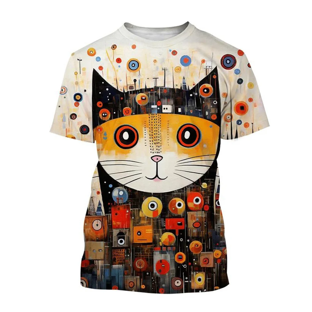 Elementary Girl Clothes Japanese Cartoon Cat Tees Children Top For Girls 6 Years Kawaii Summer Tshirt Kids Fashion Clothing 2023