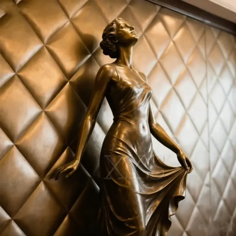 Custom Modern Life-Sized Bronze Nude Female Dress Statue with Enamelling Handmade 3D Sculpture for Art Collectibles