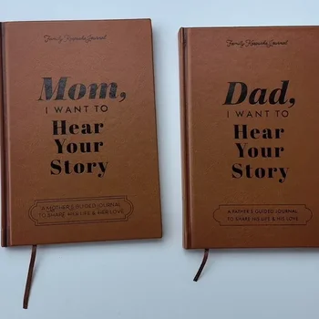 Deri Defter Baba/Anne Hikayenizi Duymak İstiyorum Kişiselleştirilmiş Ebeveyn Rehberli A5 Dergisi Hayatını Paylaşmak İçin Ebeveyn Doğum Günü Hediyesi