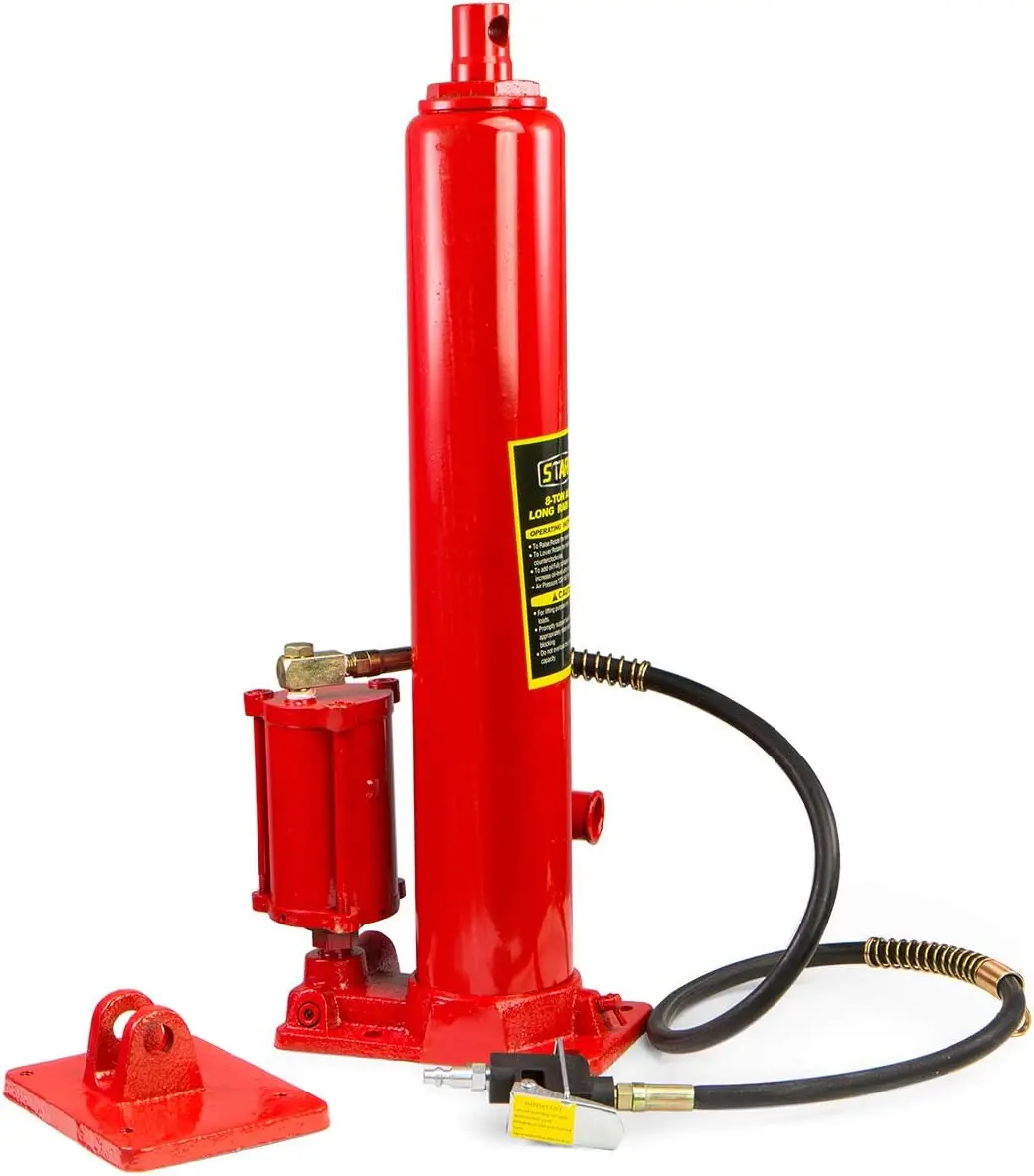 8 Ton Air/Hydraulic Long Ram Jack Piston Ram 8-Ton Capacity Cherry Crane Shop Engine Hoist Lift For Truck- 8.0 Lbs, Red