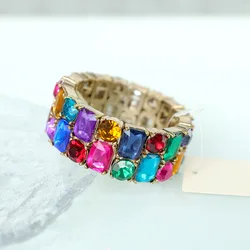 Metallic Colorful Shiny Wide Bracelet Fashion Versatile Fashion Personalized Handwear Women's Elastic Bracelet