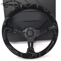 Volante de carreras Deep Dish de 13,5 pulgadas, edición negra Universal, volante deportivo JDM de maíz profundo de 335mm, gamuza Doodle Ultra