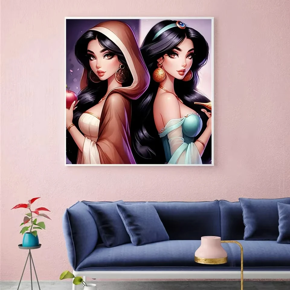 Kits de pintura de diamante 5D DIY de Disney, artesanías, retrato de mosaico acogedor, bordado de diamantes de imitación de Mulan, princesa jazmín, nuevo juguete de decoración para el hogar