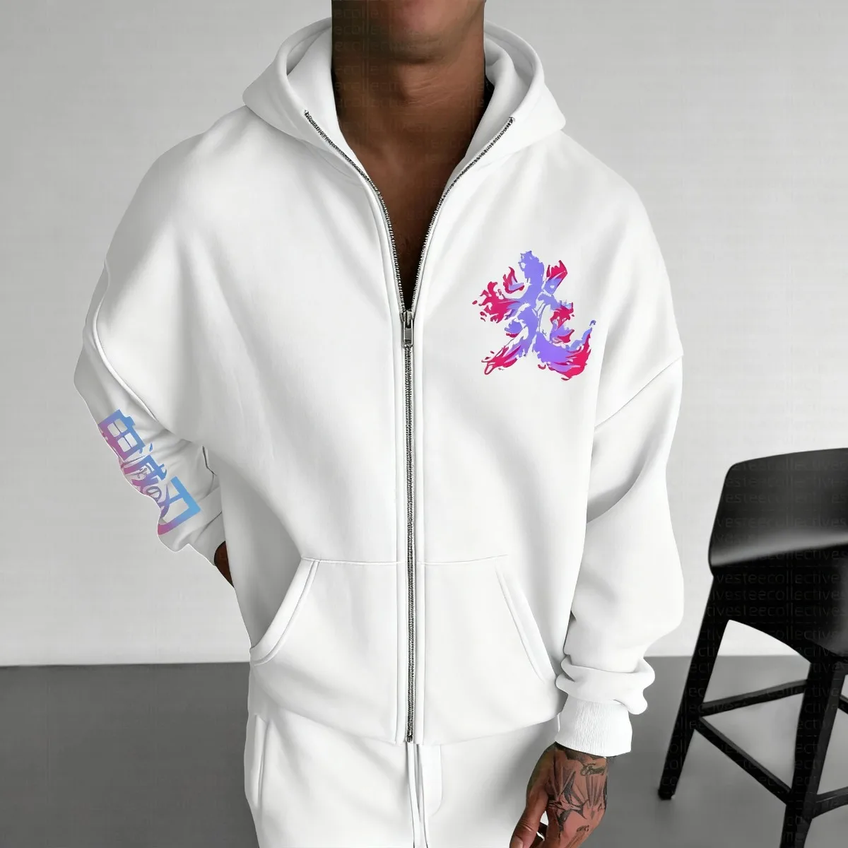 

Demon Slayer 2025 Rengoku Kyojuro Киберпанк Аниме Толстовка Мужская Белая Хлопок Повседневная Уличная Одежда С Длинным Рукавом Осень Зима Мода