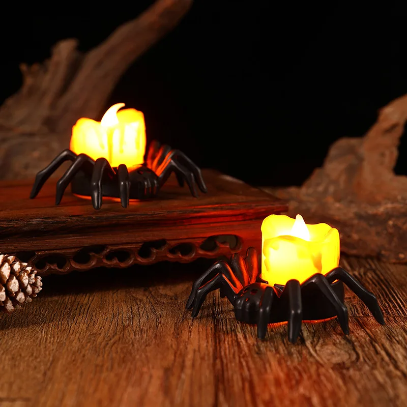 Halloween LED Candle Lights Plastic Spider Lights Home Bar Haunted House Halloween Party Decoration Horror Prop Decoration Light